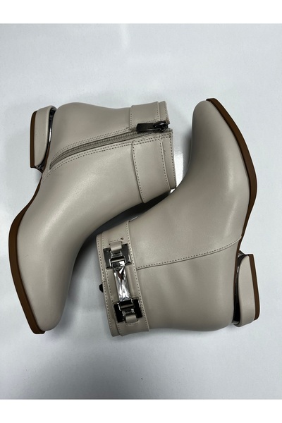 Mimoza KADIN BOT KISA TOPUKLU TAŞLI BEJ RENK