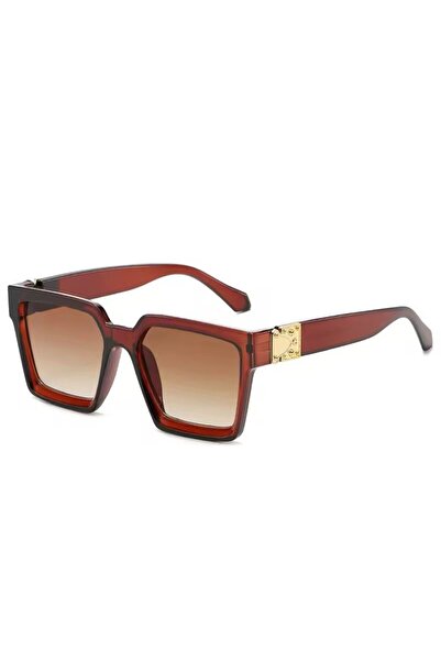 La sauvagine Stylish Unisex Sunglasses – Brown Gradient Lens, Gold Metal