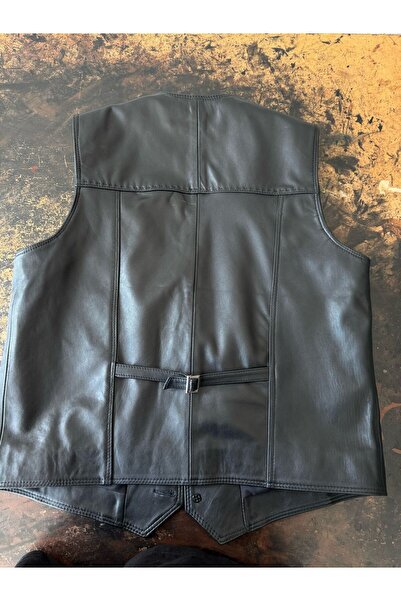 Şahan Deri Denizli Ş&D Black Men's Genuine Leather Vest
