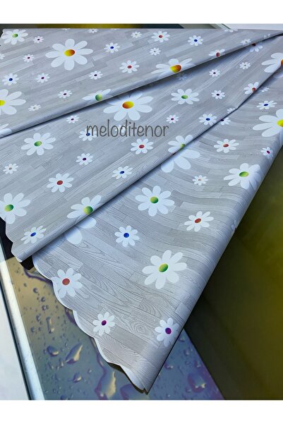 MİRELLA Lined Slip-Resistant Wipeable Daisy Round Thick Pvc Oilcloth Tablecloth