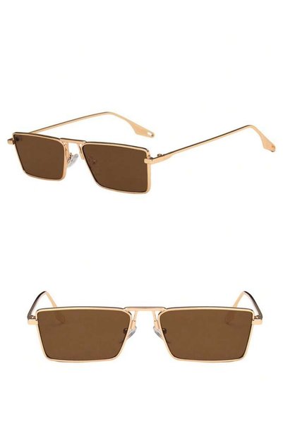 La sauvagine Retro Metal Rectangular Glasses - Brown