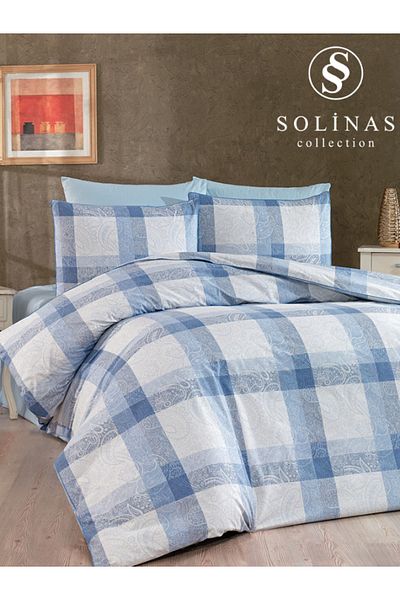 Solinas Collection Set cuvertură de pilota dublă Atlas Blue 100% bumbac