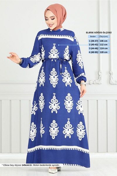 ModaMerve Φόρεμα Hijab Ethnic Pattern 802ozr1047