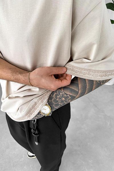 HAFKAGİYİM Μπλουζάκι Oversize σε μπεζ έθνικ σχέδιο
