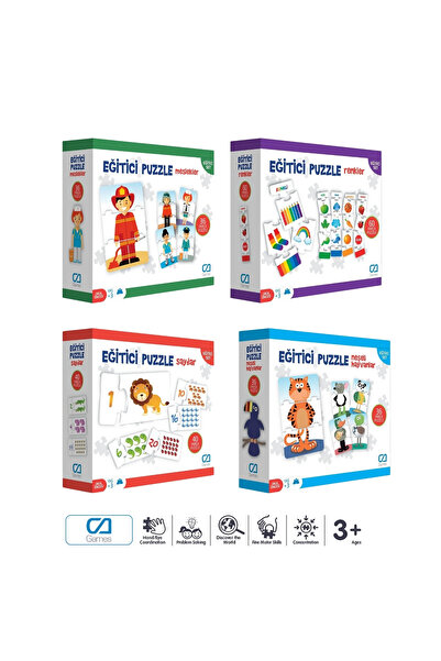 CA Games (4'LÜ SET) Meslekler,Sayılar,Hayvanlar Ve Renkler 36*4 Parça Eğitici...