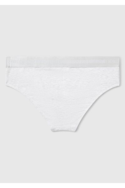 United Colors of Benetton Slip de damă, gri din amestec de bumbac, cu talie, cu logo-ul decupat hipster