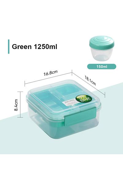 Choice Medium Green 1250/1650ml Portable Double Layer Lunch Box Simple Divided Bento Box Outdoor Student Be