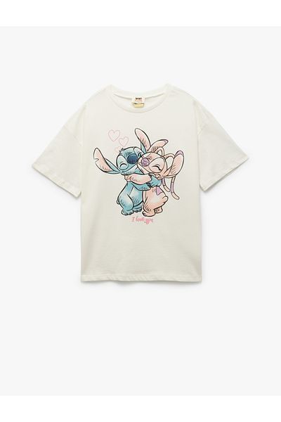 Koton Cotton Licensed Stitch Printed Crew Neck Short Sleeve T-Shirt
