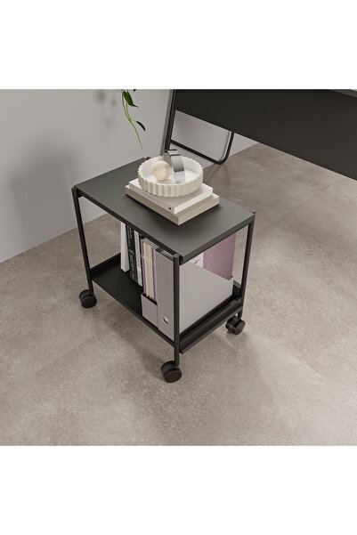 lagomood Ella Çalışma Masa Takımı 120 Ella Tekerlekli Sehpa Antrasit