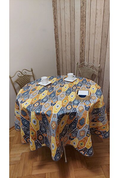 gonk Round, Ethnic/Kilim Patterned, Duck (Liquid Pusher, Stain Resistant) Fabric, Tablecloth