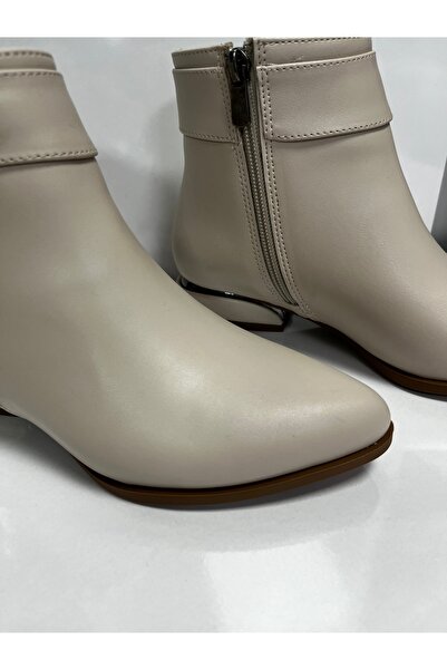 Mimoza KADIN BOT KISA TOPUKLU TAŞLI BEJ RENK