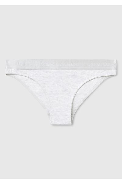United Colors of Benetton Women's Gray Cotton Blend Logo Banded Hipster Cut Panties