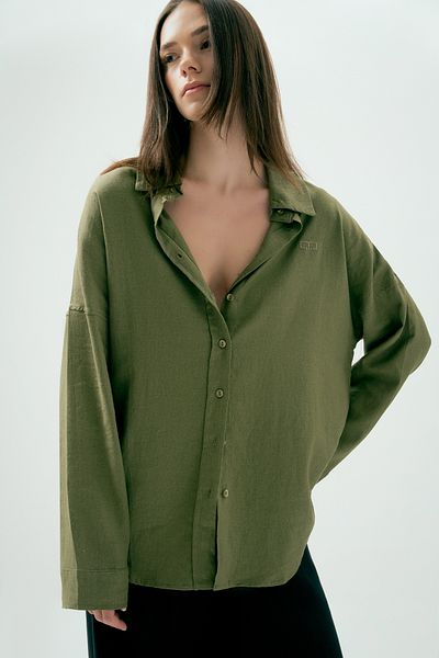 Wear Three Points Dune Oversize Linen Khaki Shirt