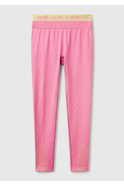 United Colors of Benetton Women's Pink Patterned Seamless Leggings