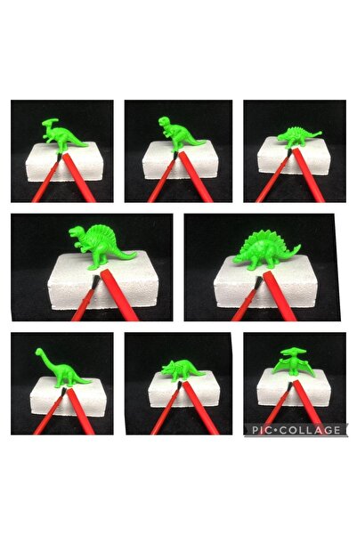 AZİZ OYUNCAK 8 Pieces Green Dinosaur Excavation Kit Science Educational Activity Activity Project Dinosaur Set