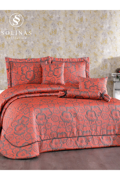 Solinas Collection Elegante Rosalina Tile - Anthracite Double Dowry Bedspread