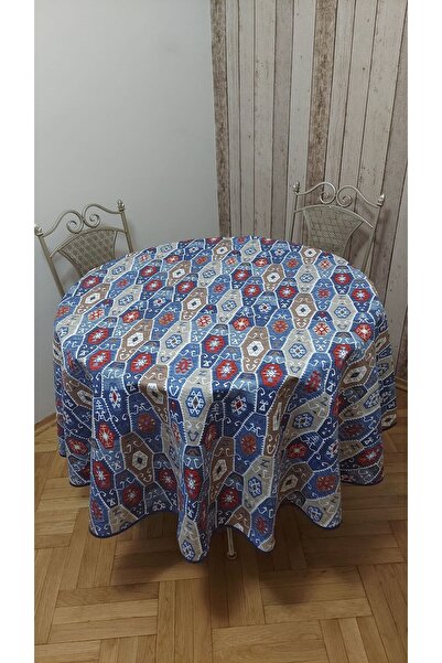 gonk Round, Ethnic/Kilim Patterned, Duck (Liquid Pusher, Stain Resistant) Fabric, Tablecloth