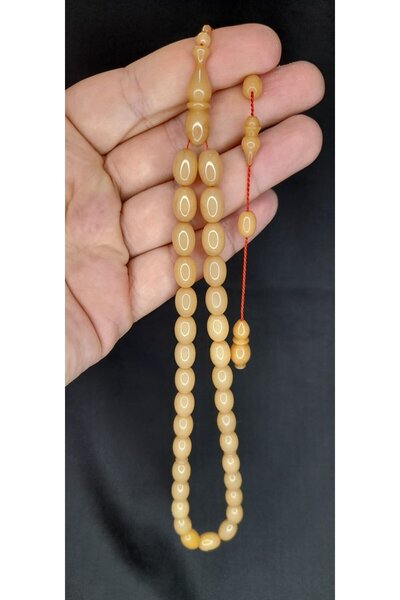 Anemore Collection مسبحة صلاة سيكما عنبر - لون كريمي، بغطاء للرأس - T-382