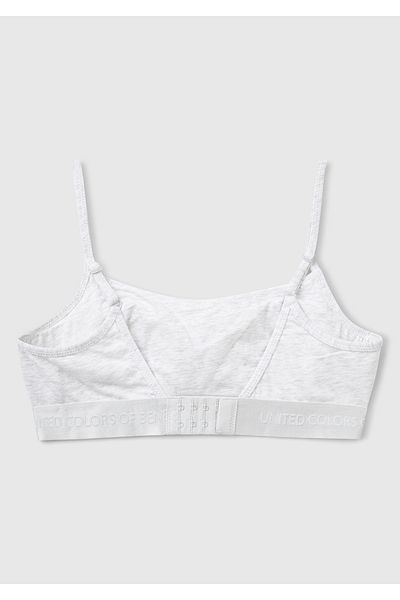 United Colors of Benetton Top de bikini cu bretele reglabile, cu logo-ul din amestec de bumbac gri pentru femei