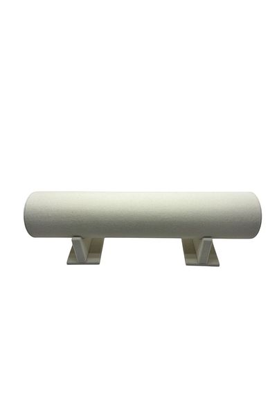 MeGass Dekor Domestic Production Large Size Suede Fabric Cream Color 50 cm Footed Crown Stand