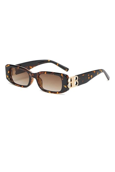 La sauvagine Vintage Rectangle Sunglasses with Tortoise Pattern