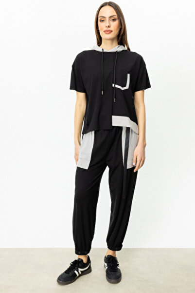 ON TRİKO Pantaloni cu talie elastică și buzunare din cauciuc - NEGRU