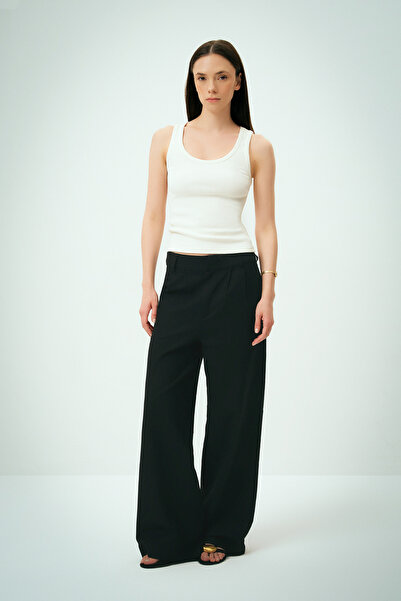 Wear Three Points Noir Keten Palazzo Pantolon