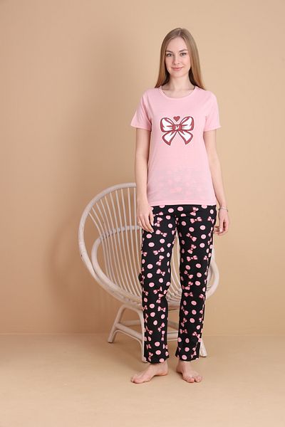 VG BOND MODA Bow Printed Short Sleeve Women's Pajamas Set Vg153