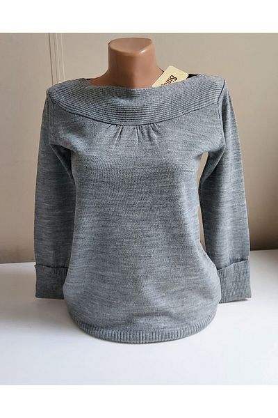 SİNAY TRİKO Women's Boat Neck Gray Color Basic Sweater