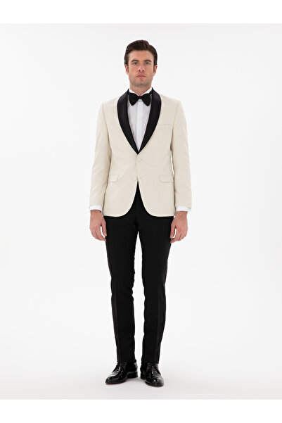 Cacharel Ekru Slim Fit Şal Yaka Smokin Damatlık 50300734-VR019