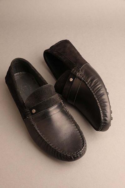 Gondol Loafer clasic negru din piele naturală pentru bărbați 41