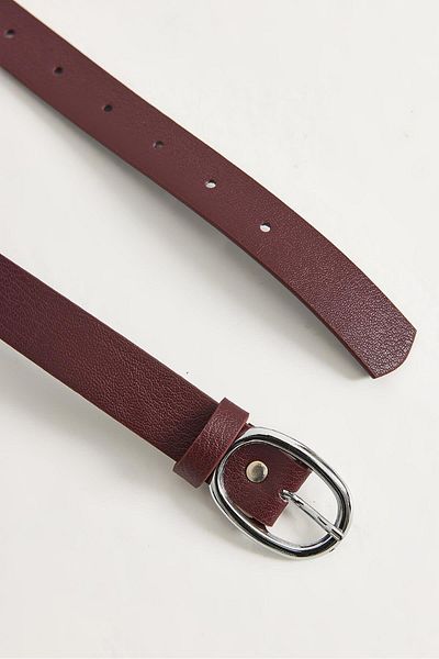 CALİENTE Leather Look Women's Belt Claret Red