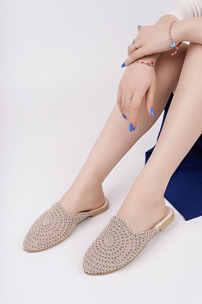 Moda Frato HST-20 Ψάθινες Γυναικείες Παντόφλες Πλεκτές Παντόφλες εξωτερικού χώρου και σπιτιού