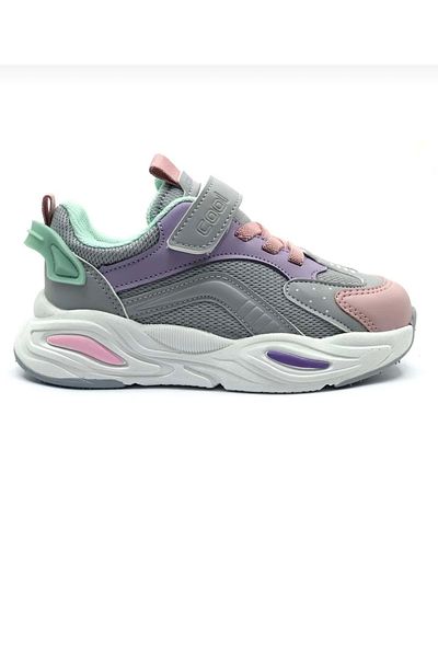 Cool Kids EVO GIRL GREY Roz Velcro Ortopedic Confortabil Talpă ușoară Pantofi sport zilnic pentru copii