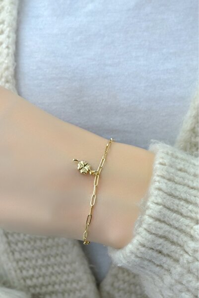 aytekgold 14 Ayar Ataş Yonca Bileklik