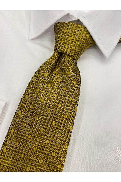 Pierre Cardin Pi̇erre Cardi̇n Woven Fabric Patterned Gold Tie