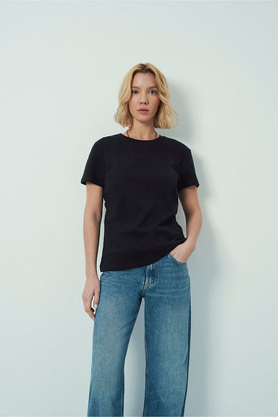 Wear Three Points Everlasting Comfort Fit Basic Black Rib T-Shirt