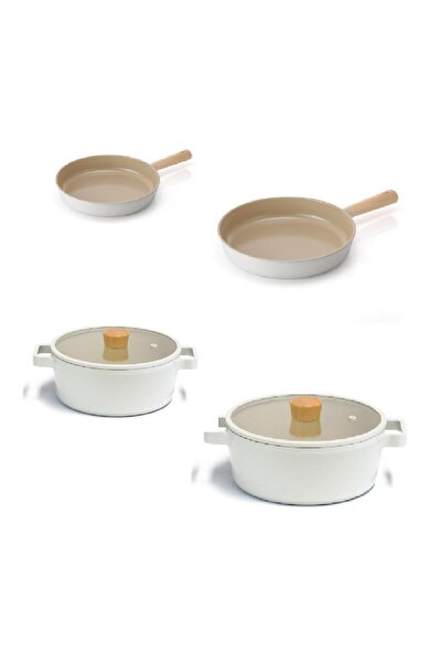 NEOFLAM Fika Aluminum Cast Glass Lid 6 Piece Pro Cookware & Pan Set