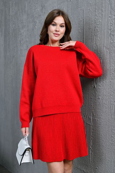 Park Karon Women's Crew Neck Lurex Knitwear Suit with Loose Skirt