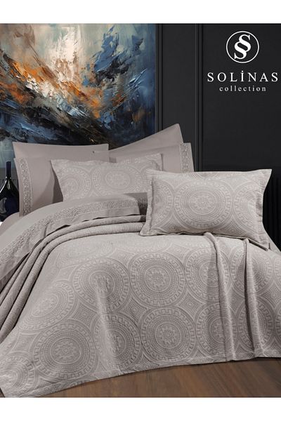 Solinas Collection Medallion Mink Double Cotton Bed Duvet Cover Set - 100% Cotton