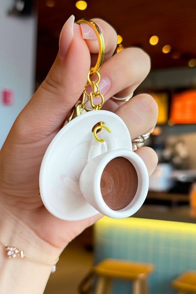 figurio Turkish Coffee Cup Keychain / Gold Chain