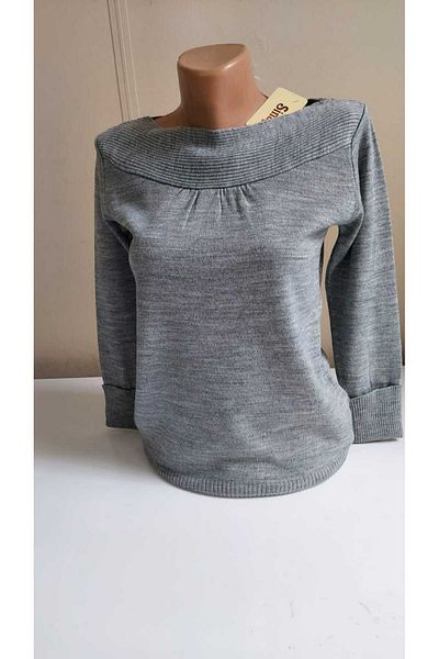 SİNAY TRİKO Women's Boat Neck Gray Color Basic Sweater