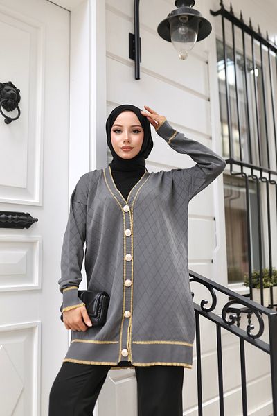 NATUFIAN STORE Cardigan hijab pentru femei, cu sclipici mercerizat, cu model diamant