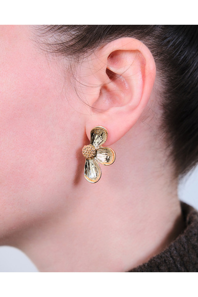 AURRARİ Retro Gold Çiçek Küpe