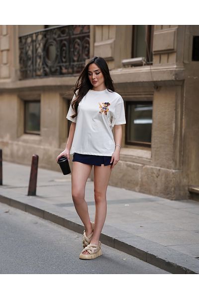 LOISY Tricou oversize cu mânecă scurtă pentru damă