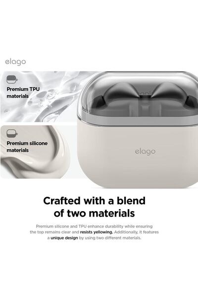 Elago Duo Hang for Samsung Galaxy Buds3 case and Galaxy Buds 3 Pro with carabiner Clear | Stone