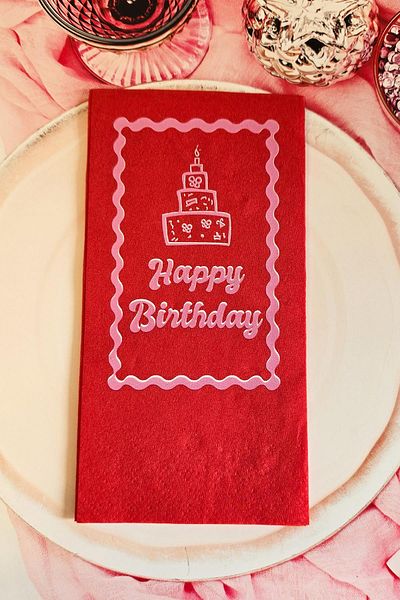 PEKSHOP Red Pink Bow Concept Red Napkin 12 Pack