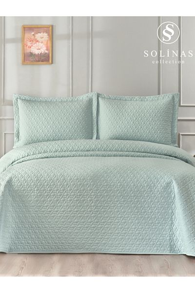 Solinas Collection Laura Mint Double Bedspread - Fiber Filled