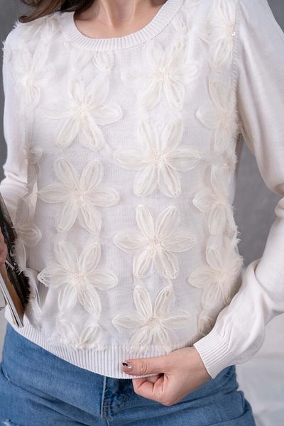 Park Karon Pulover din tricot cu decolteu cu tul cu detalii