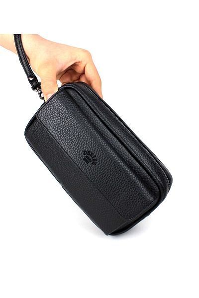 deri,se club Men's Black Hand and Bracelet Belted Portfolio Bag Handbag